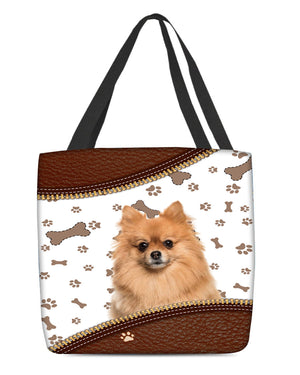 Pomeranian (2)-Zipper Texture-Cloth Tote Bag