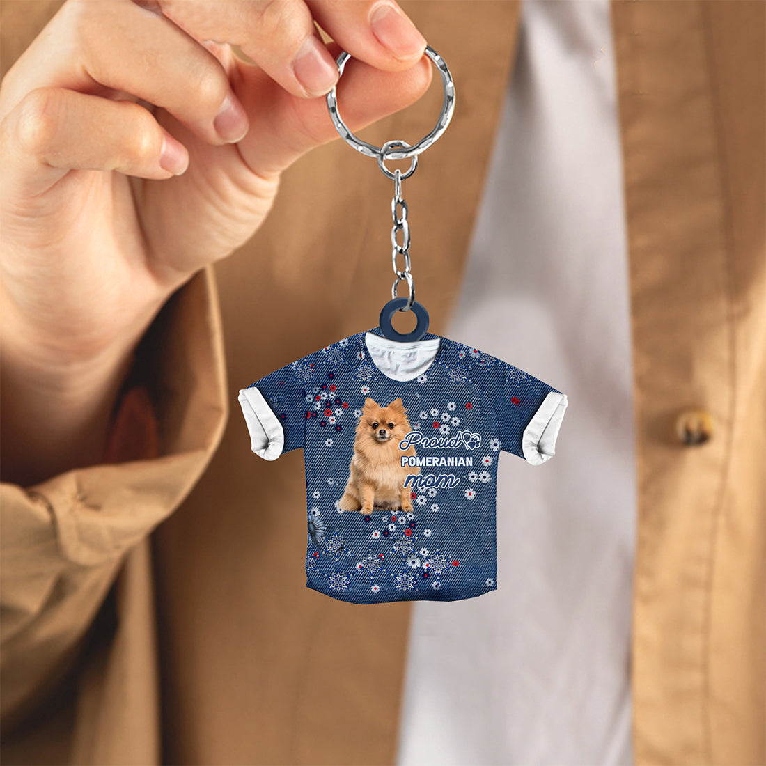 Pomeranian (2)-Pround Mom-flat Acrylic Keychain