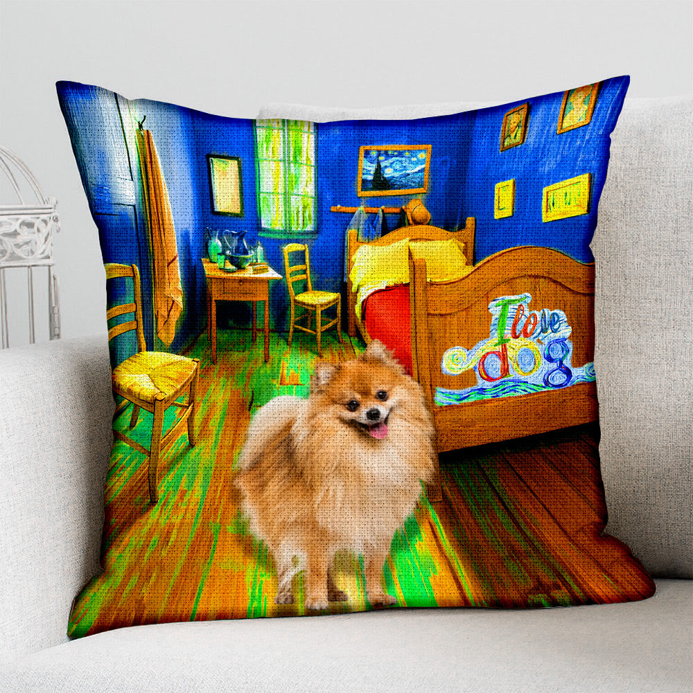 Pomeranian (2) In the Bedroom-Pillow Case