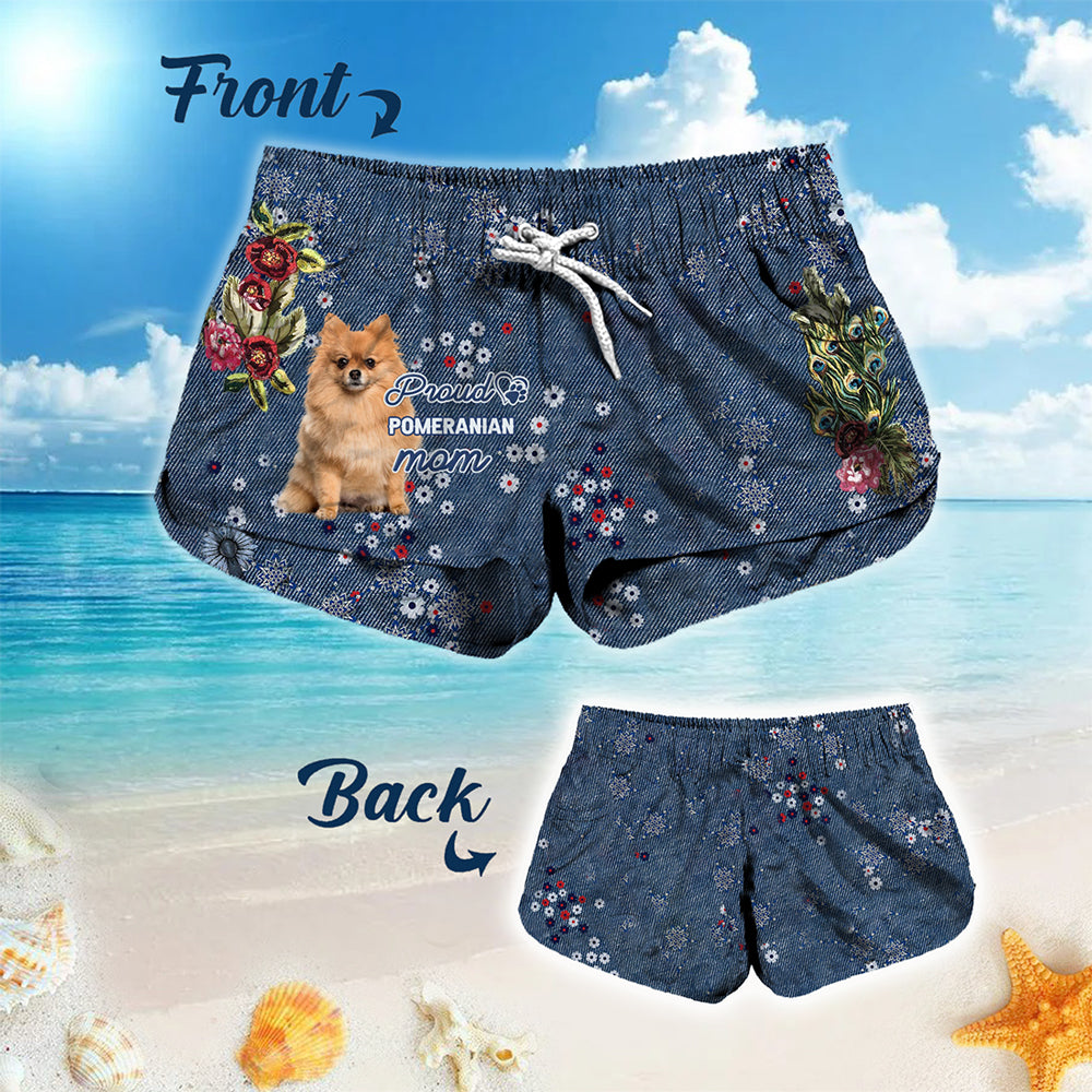 Pomeranian (2) Pround Mom-Women Hawaii Beach Shorts