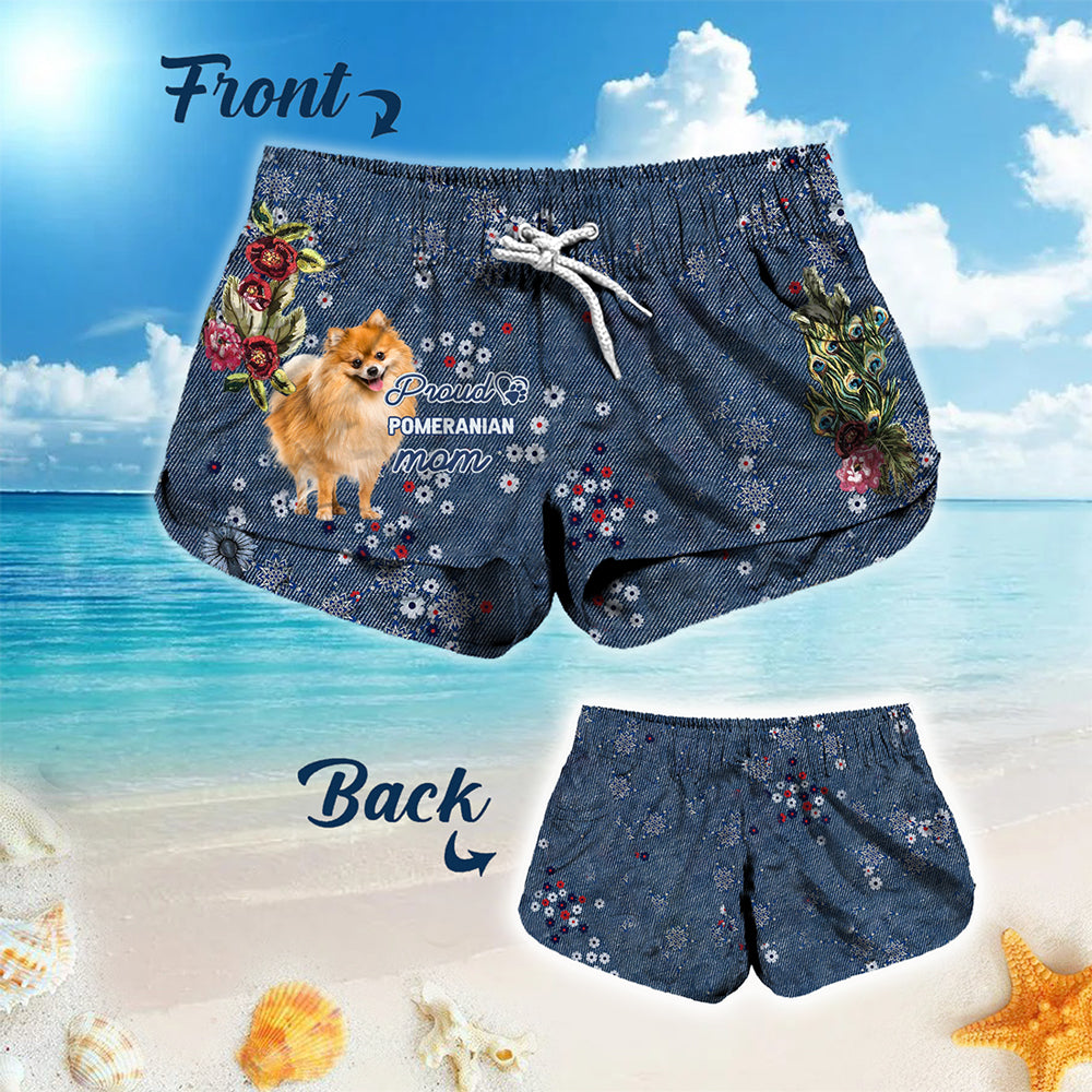 Pomeranian Pround Mom-Women Hawaii Beach Shorts