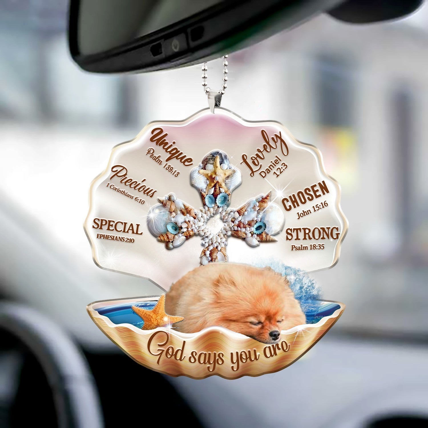 Pomeranian-You Are Cross In Seashell-Two sides ornament