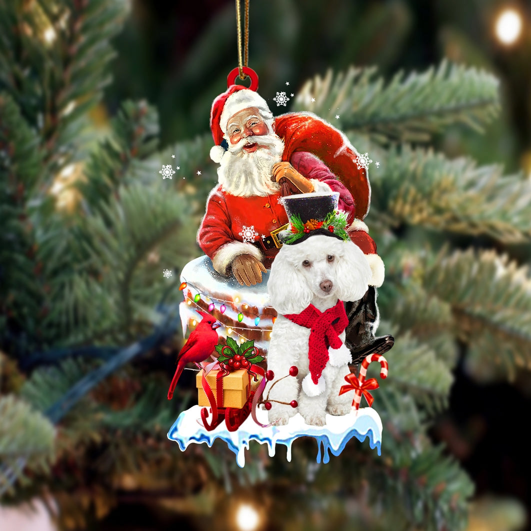 Poodle-Christmas Chimney Two Sided Ornament