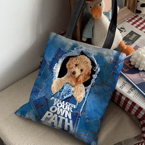 Poodle -Follow Your Own Path-Cloth Tote Bag