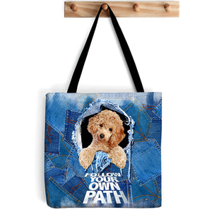 Poodle -Follow Your Own Path-Cloth Tote Bag