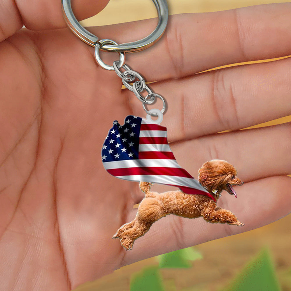 Poodle-Happy Independence Day Flat Acrylic Keychain