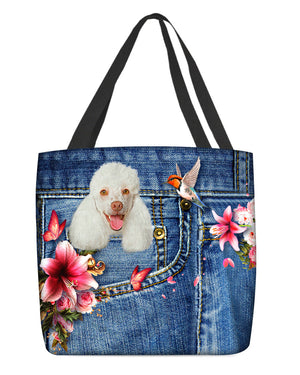 Poodle-Lily Cloth Tote Bag