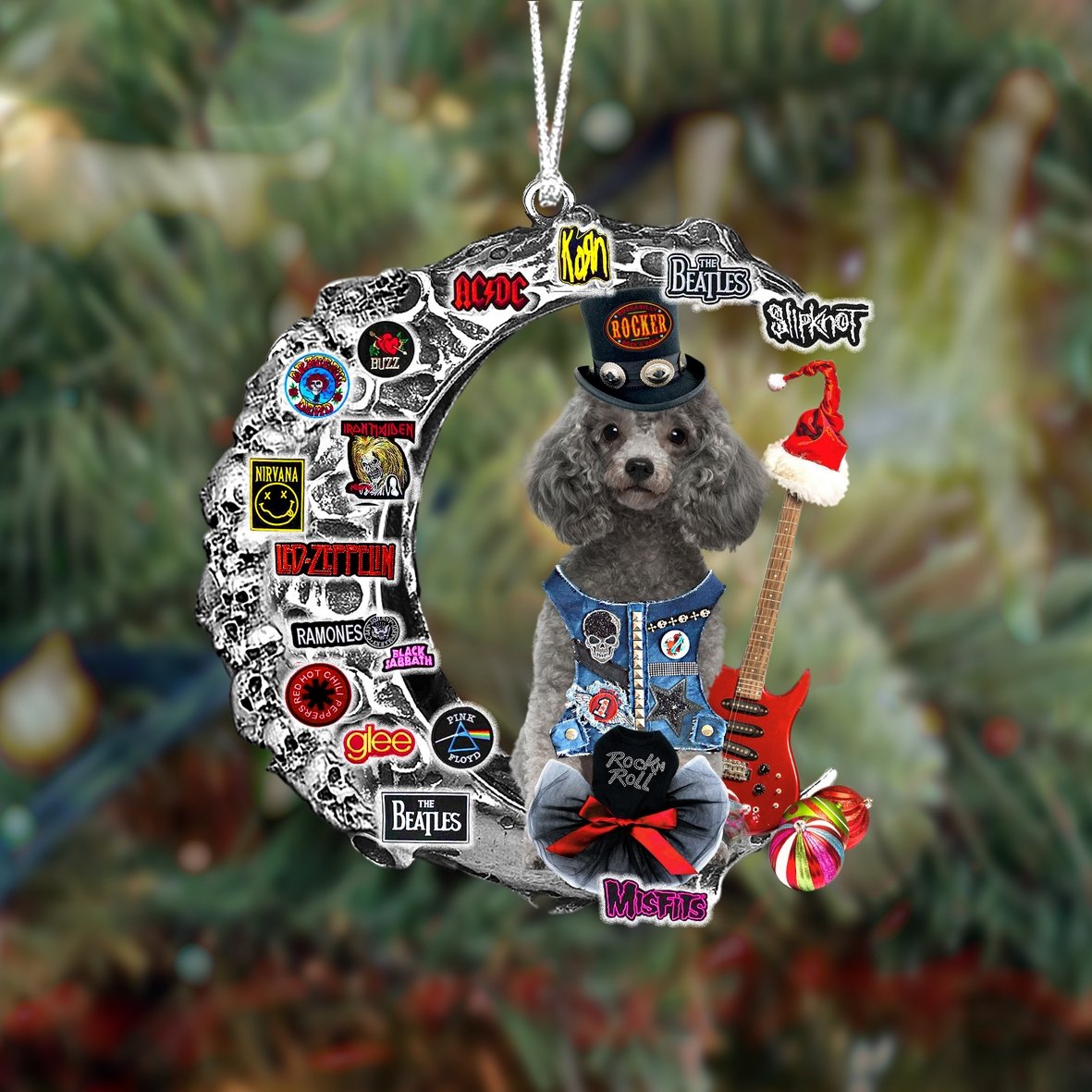 Poodle-Metal Rock in Christmas Two Sided Ornament