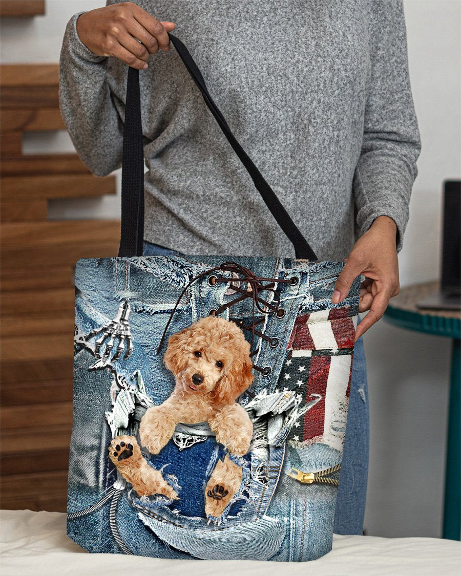 Poodle-Ripped Jeans-Cloth Tote Bag
