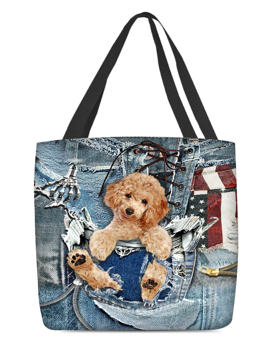 Poodle-Ripped Jeans-Cloth Tote Bag