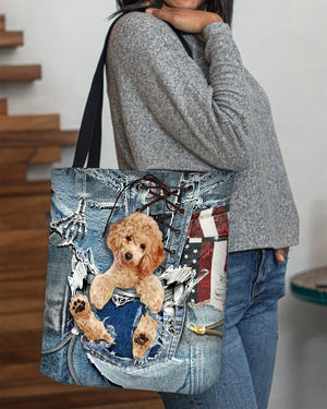 Poodle-Ripped Jeans-Cloth Tote Bag