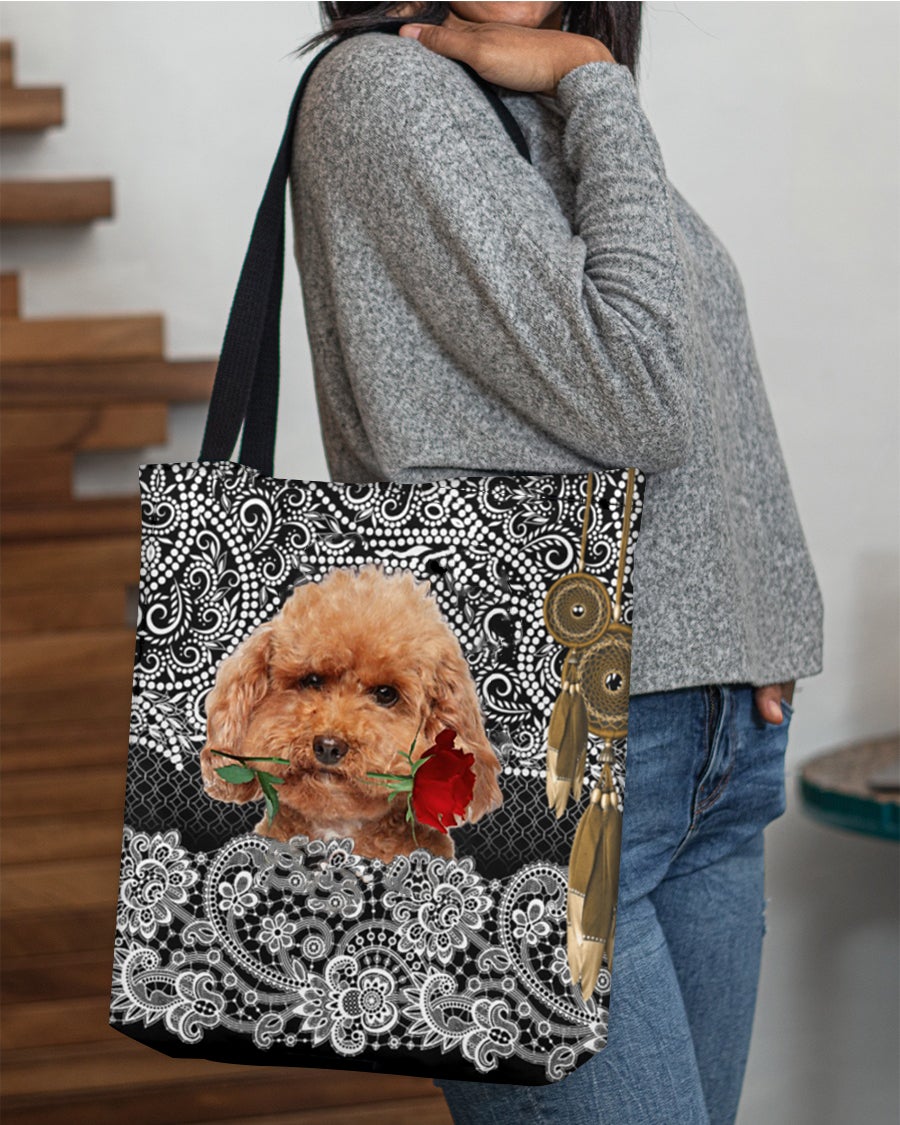 Poodle-Rose Cloth Tote Bag