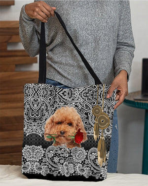 Poodle-Rose Cloth Tote Bag