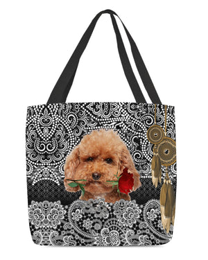 Poodle-Rose Cloth Tote Bag