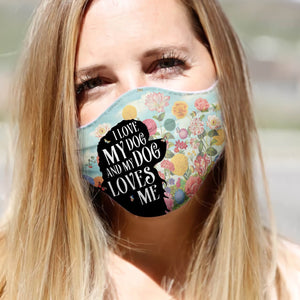 Poodle Silhouette I Love My Dog Floral EZ02 0206 Face Mask