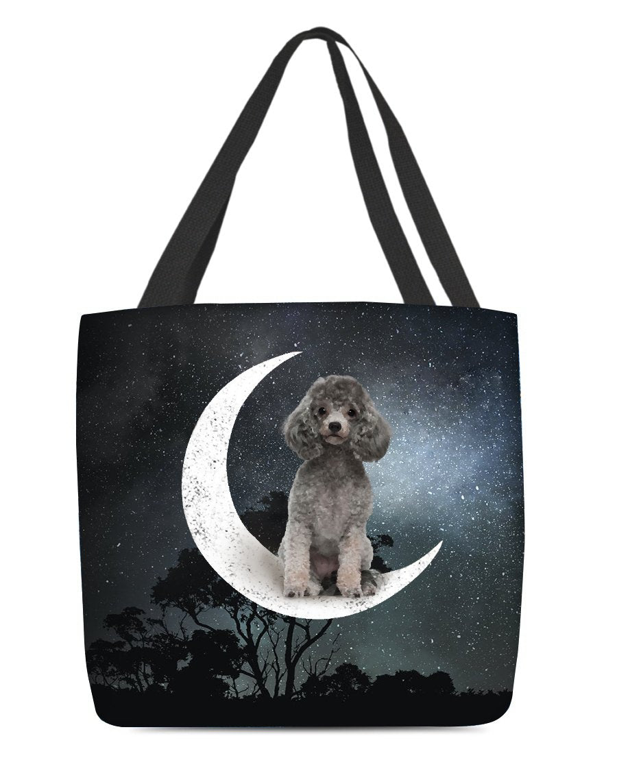 Poodle-Sit On The Moon-Cloth Tote Bag