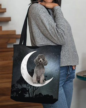 Poodle-Sit On The Moon-Cloth Tote Bag