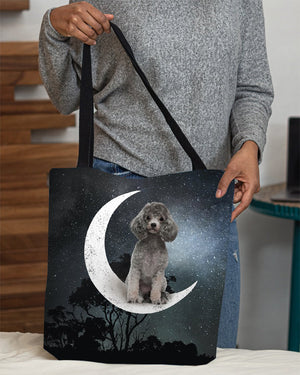 Poodle-Sit On The Moon-Cloth Tote Bag