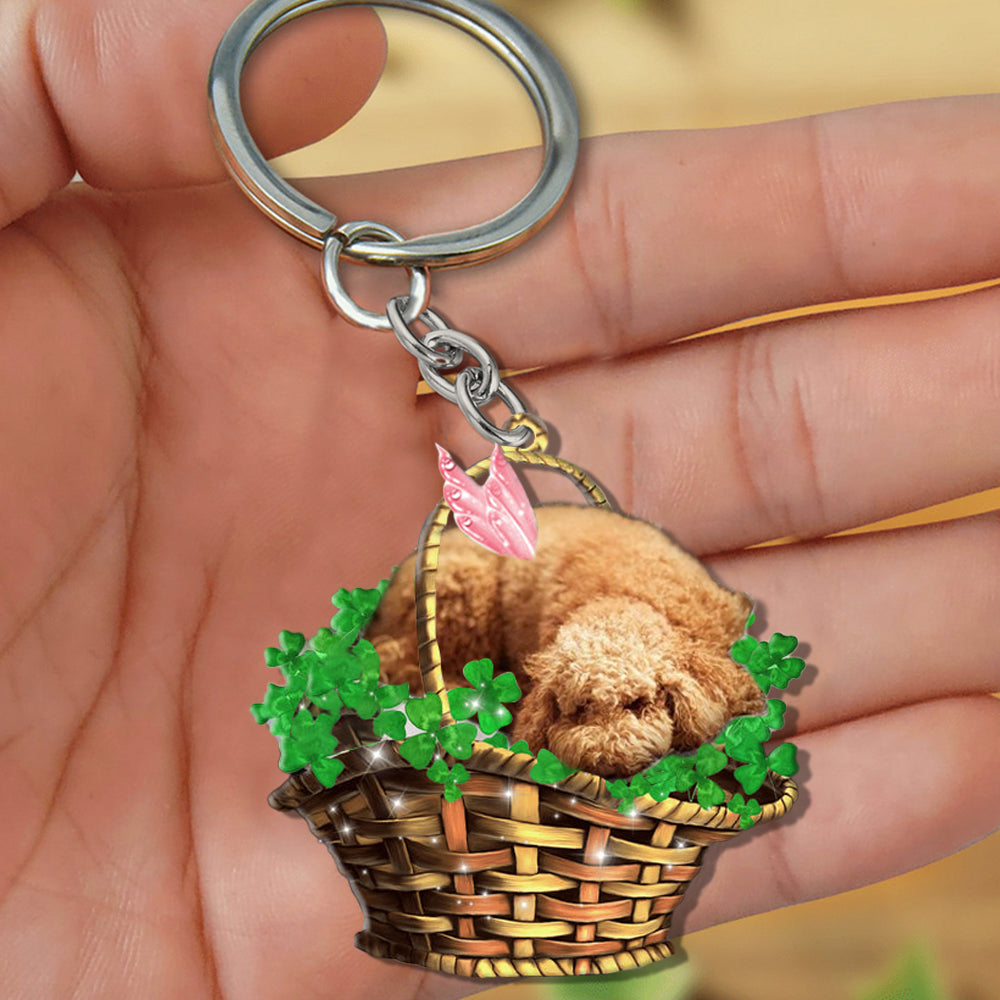 Poodle-Sleeping Lucky Fairy Flat Acrylic Keychain