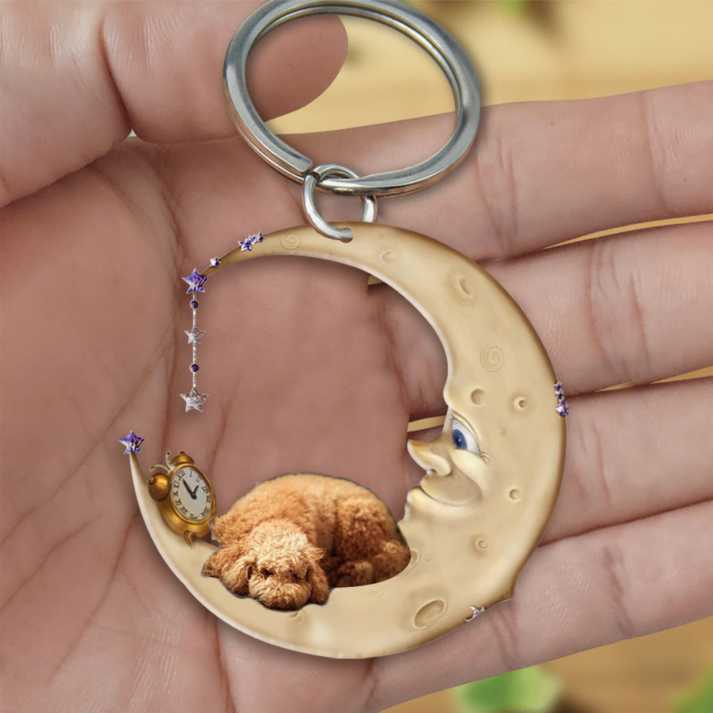 Poodle-Sleeping on the moon Keychain