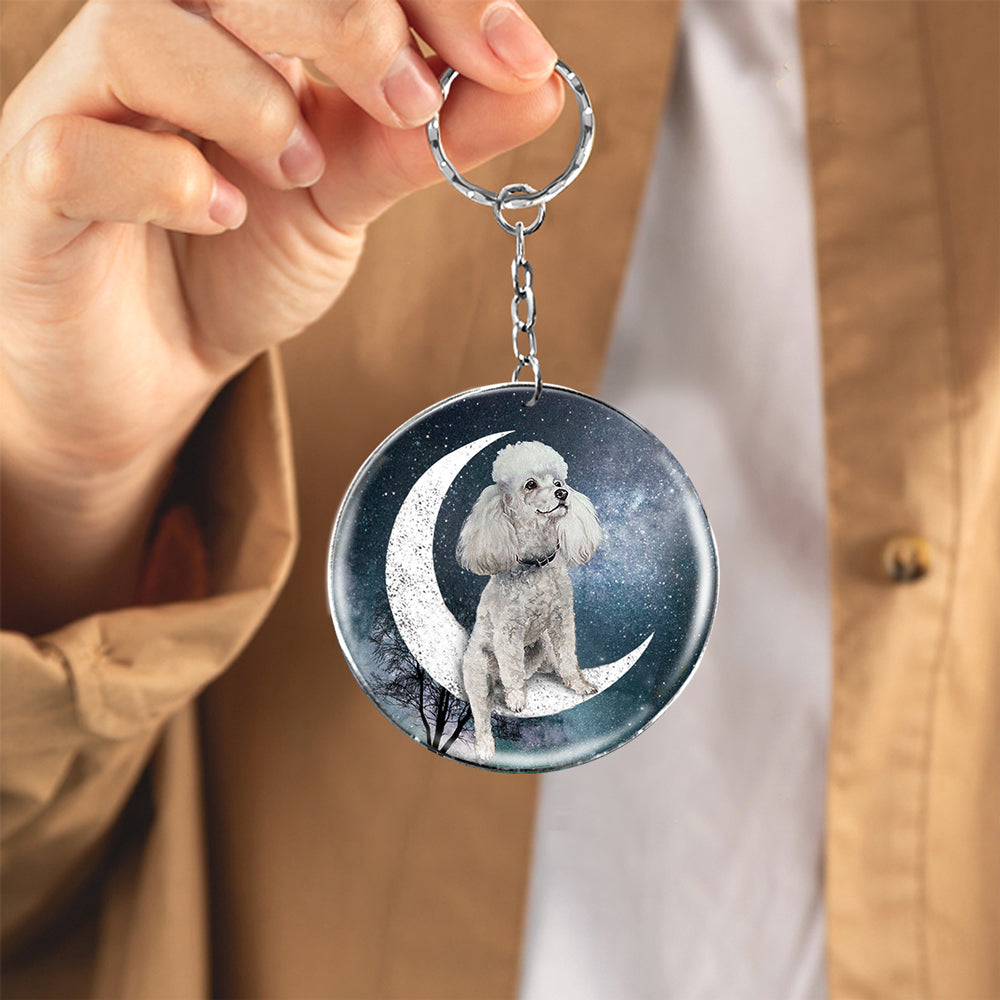 Poodle-Stars and Moon-Round Resin Epoxy Metal Keychain