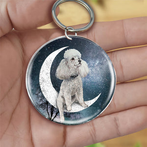 Poodle-Stars and Moon-Round Resin Epoxy Metal Keychain