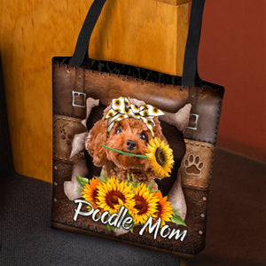 Poodle-Sunflower&Dog Mom Cloth Tote Bag