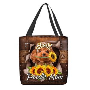 Poodle-Sunflower&Dog Mom Cloth Tote Bag