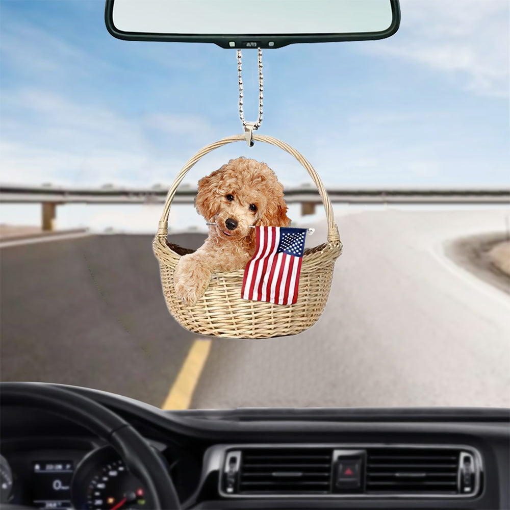 Poodle-With American Flag Two Sides Ornament