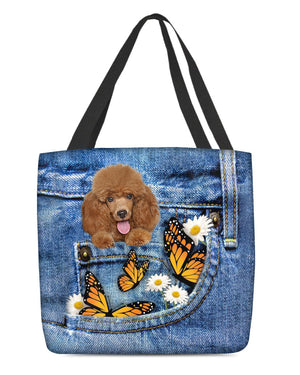 Poodle1-Butterfly Daisies Fait-CLOTH TOTE BAG