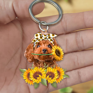 Poodle 1-Dog Mom Keychain