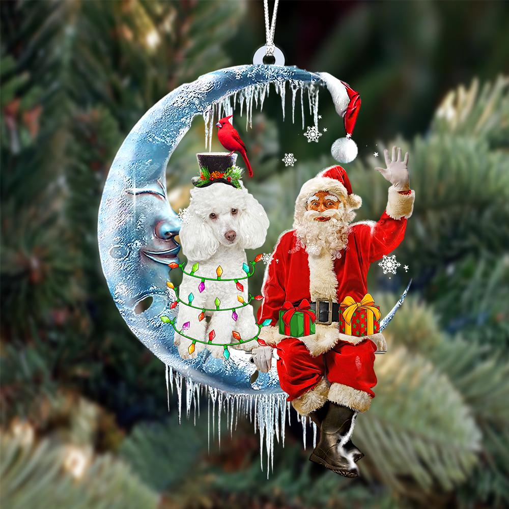 Poodle 1-Santa Claus And Moon Two Sided Ornament