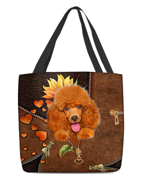 Poodle1-Sunflower&zipper Cloth Tote Bag