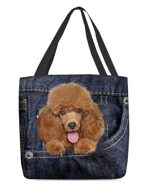 Poodle1-Dark Denim-Cloth Tote Bag