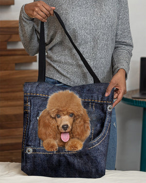 Poodle1-Dark Denim-Cloth Tote Bag