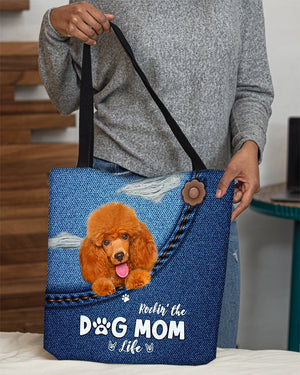 Poodle1-Dog Mom Life-Cloth Tote Bag