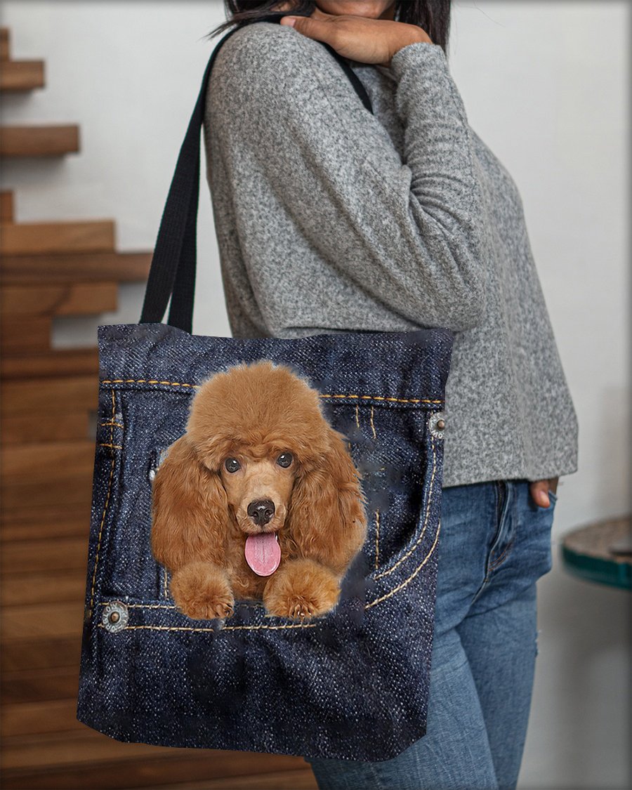 Poodle1-Dark Denim-Cloth Tote Bag