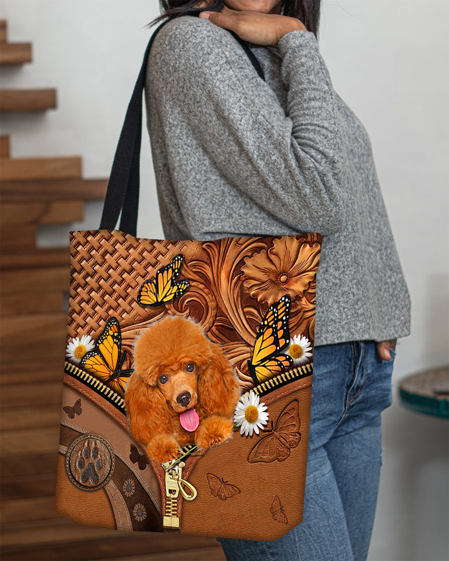 Poodle1 Butterfly Daisy Cloth Tote Bag