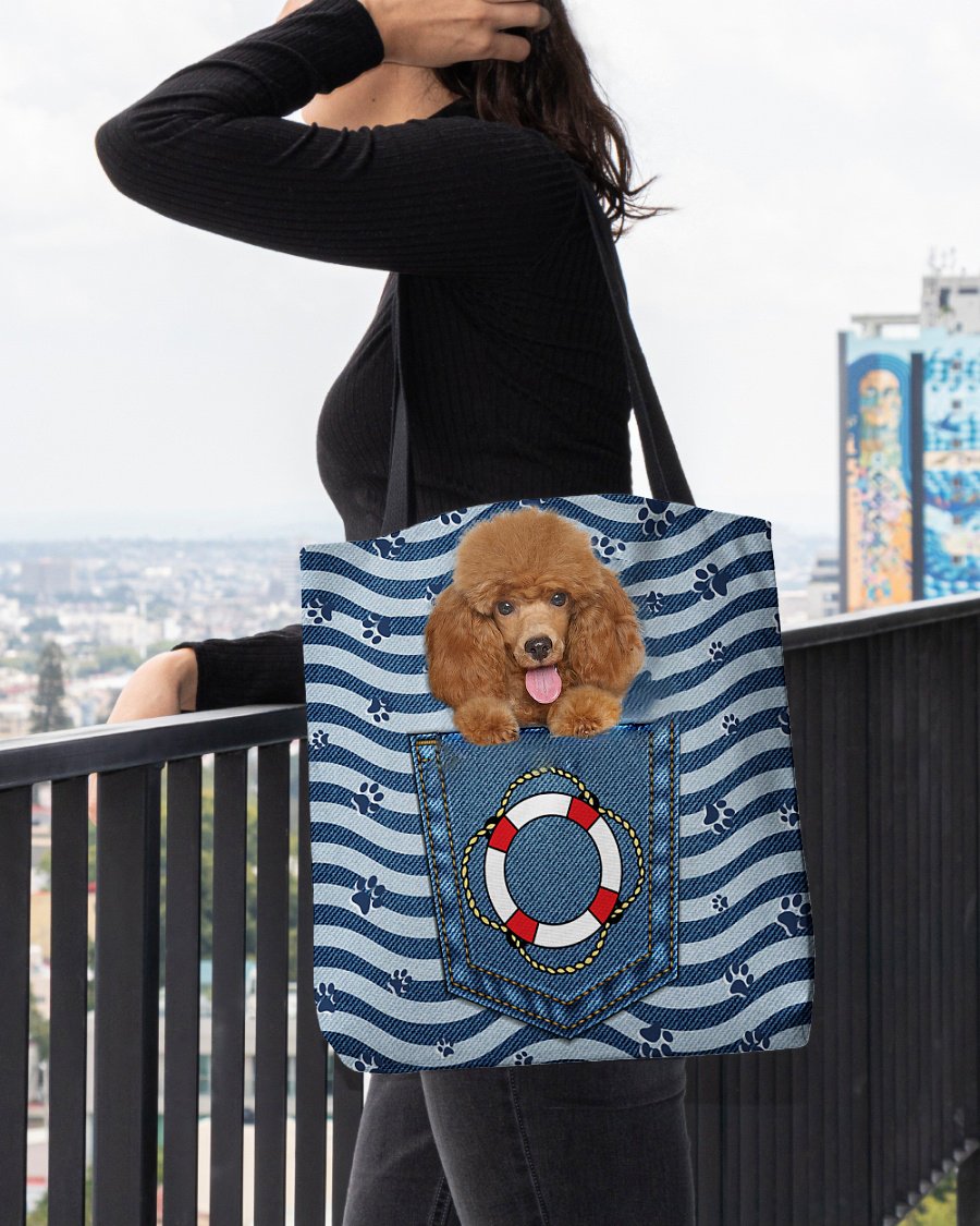 Poodle1 On Board-Cloth Tote Bag