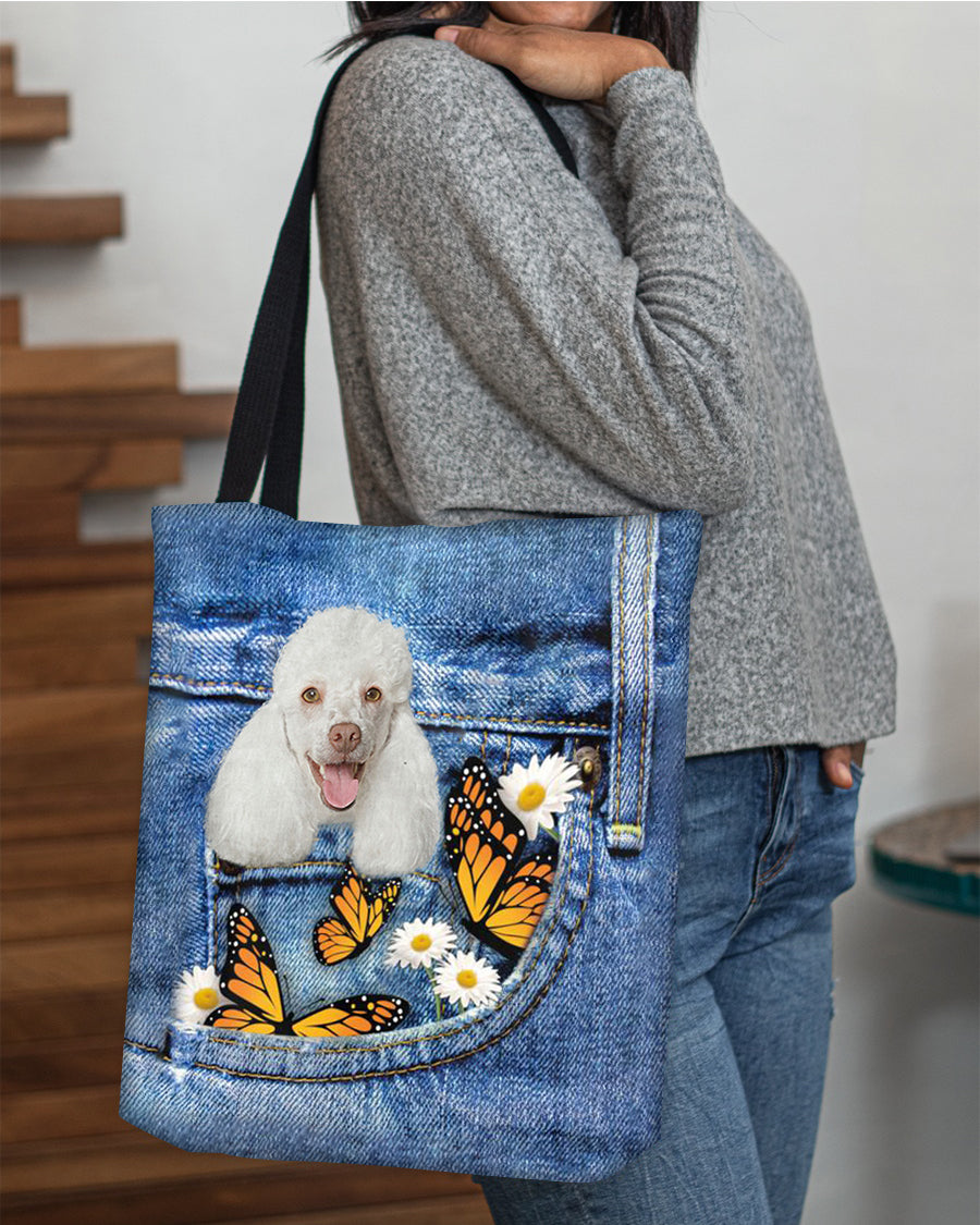 Poodle2-Butterfly Daisies Fait-CLOTH TOTE BAG