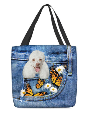 Poodle2-Butterfly Daisies Fait-CLOTH TOTE BAG