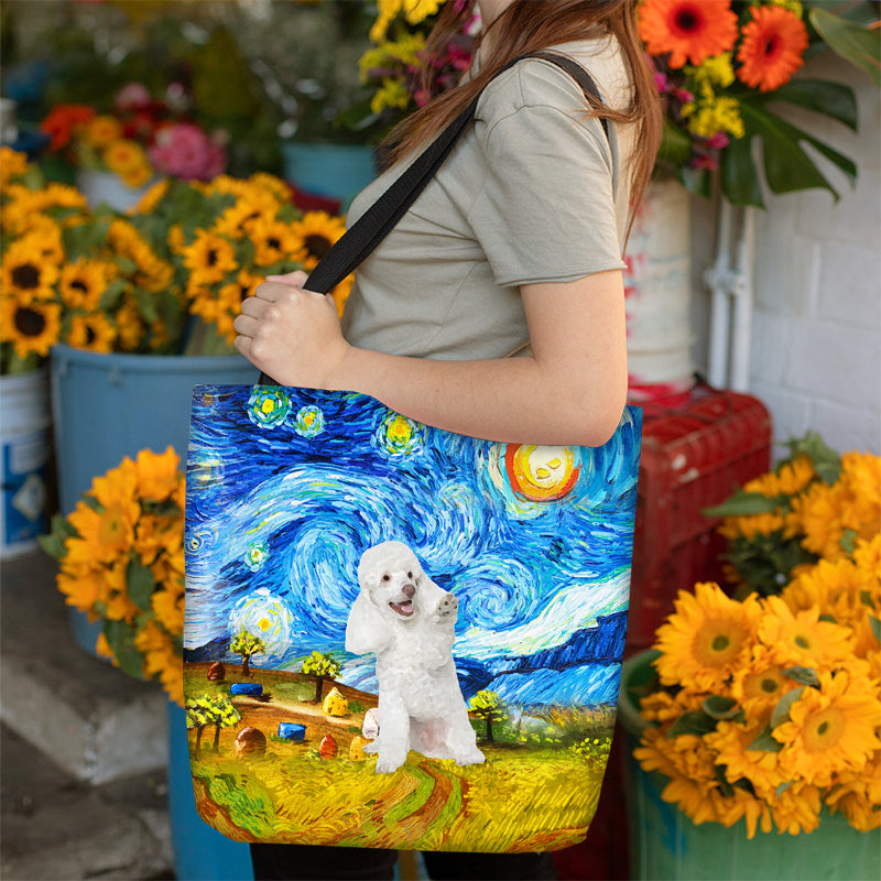 Poodle 2-Oil Painting-Cloth Tote Bag