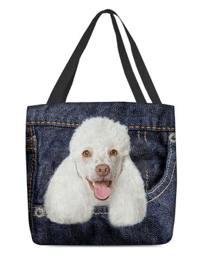 Poodle2-Dark Denim-Cloth Tote Bag