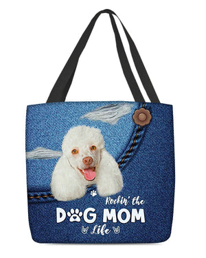 Poodle2-Dog Mom Life-Cloth Tote Bag