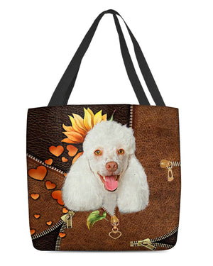 Poodle2-Sunflower&zipper Cloth Tote Bag