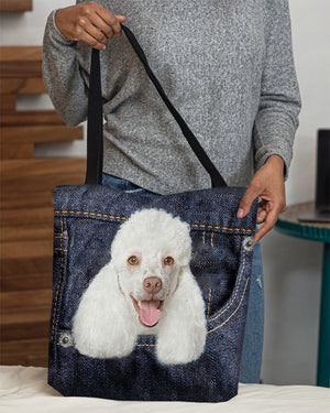 Poodle2-Dark Denim-Cloth Tote Bag