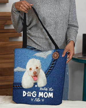 Poodle2-Dog Mom Life-Cloth Tote Bag