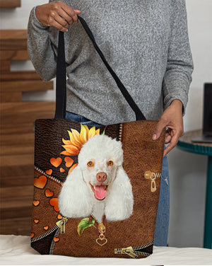 Poodle2-Sunflower&zipper Cloth Tote Bag