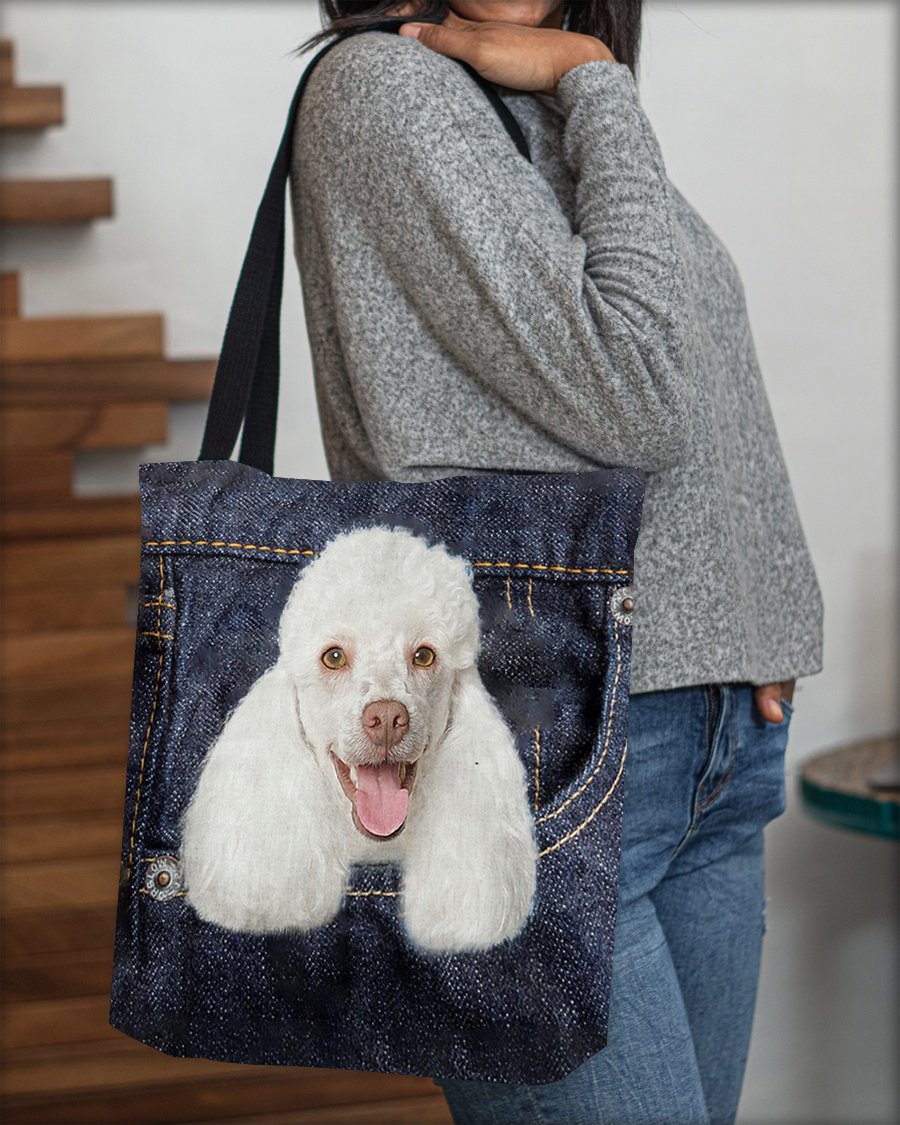 Poodle2-Dark Denim-Cloth Tote Bag