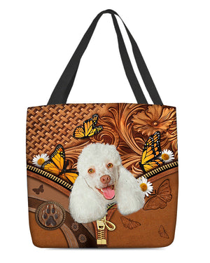 Poodle2 Butterfly Daisy Cloth Tote Bag